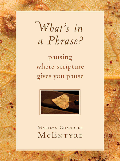 Title details for What's in a Phrase? by Marilyn McEntyre - Available